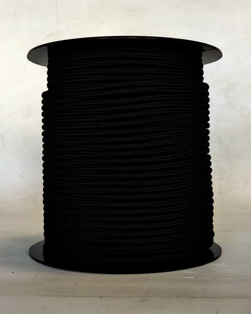PES reinforced djembe rope 5 mm Black 100 m