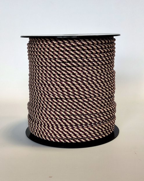 PES reinforced djembe drum rope 5 mm Diagonale Wine / Beige 100 m