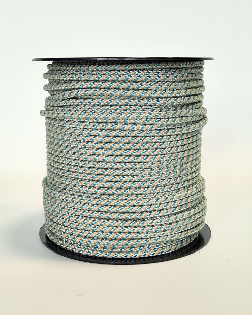 PES reinforced djembe drum rope 5 mm Diagonale Pastel blue / Beige 100 m