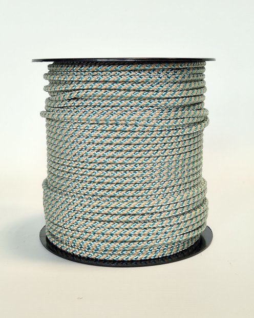 Ø5 mm djembe halyard (helix, beige / pastel blue, 100 m) - Rope for djembe drum