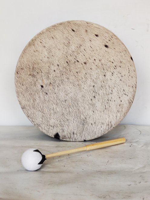 Shamanic drum Cow skin with hair 14″