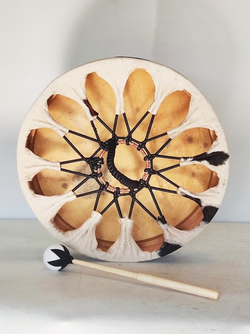Shamanic drum Cow skin with hair 16″