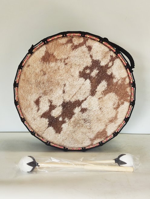 Shamanic drum for ceremonies and sacred rituals - Shamanic drum Double cow skin with hair 16″