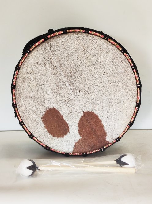 Shamanic drum for ceremonies and sacred rituals - Shamanic drum Double cow skin with hair 16″