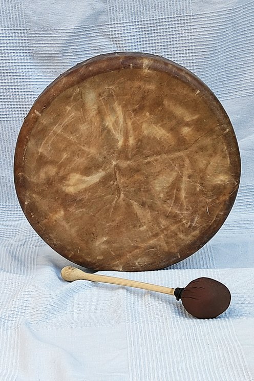 Shamanic ritual drum (shaman drum) with deer skin