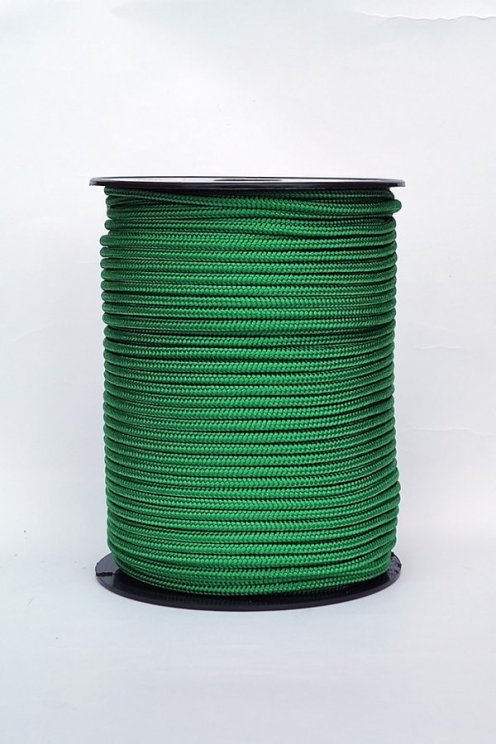 PES reinforced djembe rope 4 mm Green 100 m
