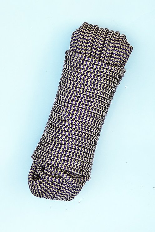 PES reinforced djembe rope 5 mm Zigzag Violet / Beige 20 m