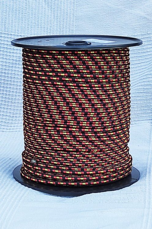 PES reinforced djembe rope 6 mm Black / Spain 100 m
