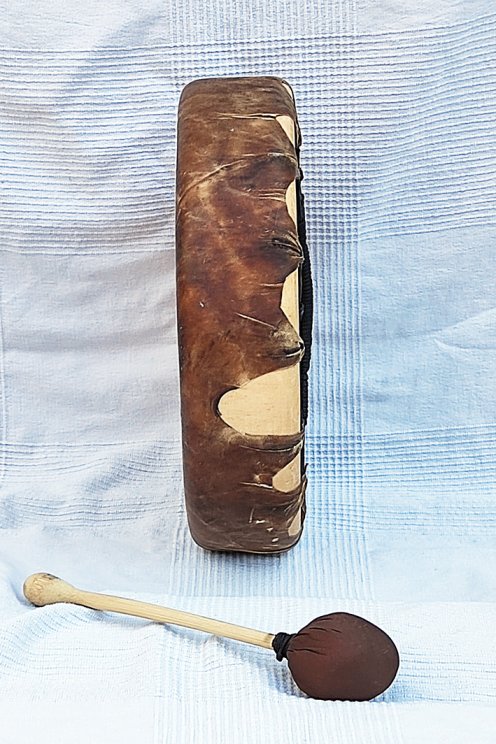 Shamanic ritual drum (shaman drum) with deer skin