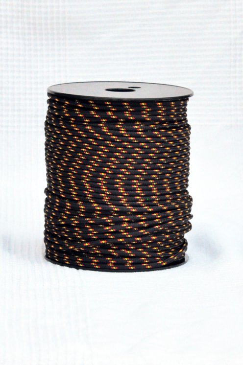 PES reinforced djembe rope 4 mm Black / Spain 100 m