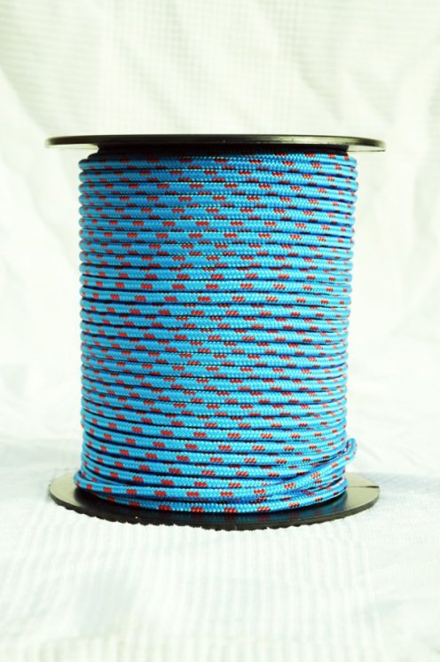 PES reinforced djembe rope 6 mm Blue / red 100 m