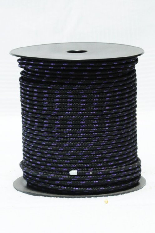 PES reinforced djembe rope 6 mm Black / violet 100 m