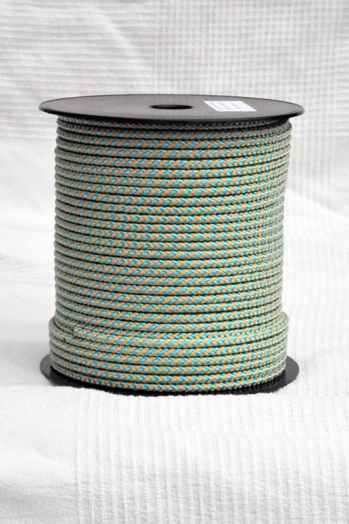 Ø5 mm djembe halyard (helix, beige / pastel blue, 100 m) - Rope for djembe drum