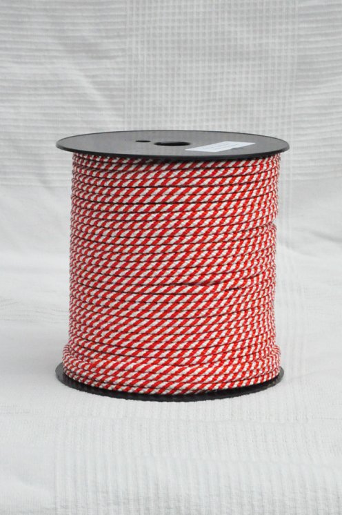 Ø5 mm djembe halyard (helix, red / white, 100 m) - Rope for djembe drum