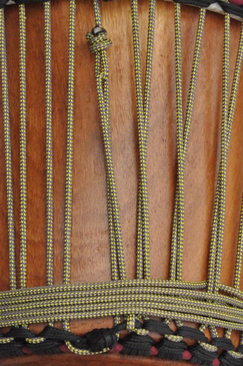 PES reinforced djembe drum rope 5 mm Checkerboard Sunflower yellow / Violet 100 m