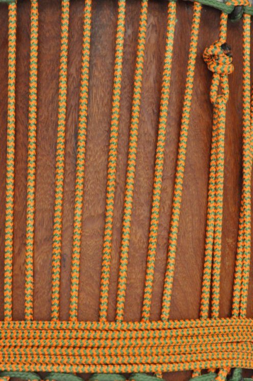 PES reinforced djembe drum rope 5 mm Zigzag Fluo orange / Green 20 m