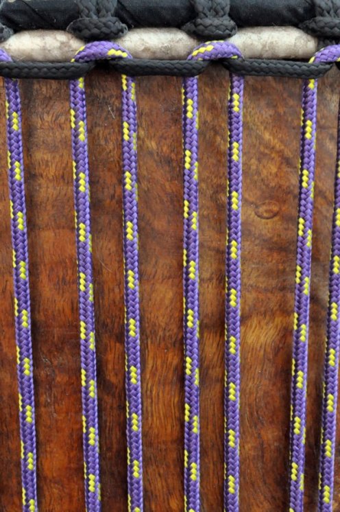 PES reinforced djembe drum rope 5 mm Violet / Sunflower yellow 100 m