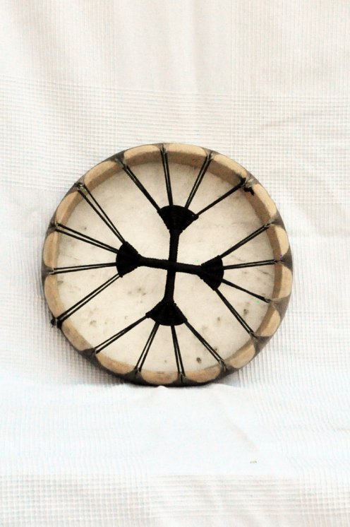 Shamanic ritual drum (shaman drum) with deer skin