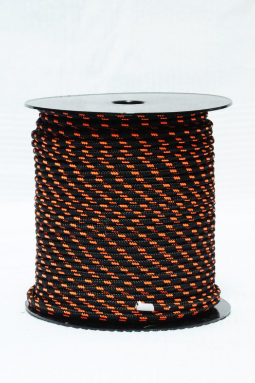 Ø5 mm black / fluo-orange black alpine rope for djembe drum - Djembe rope