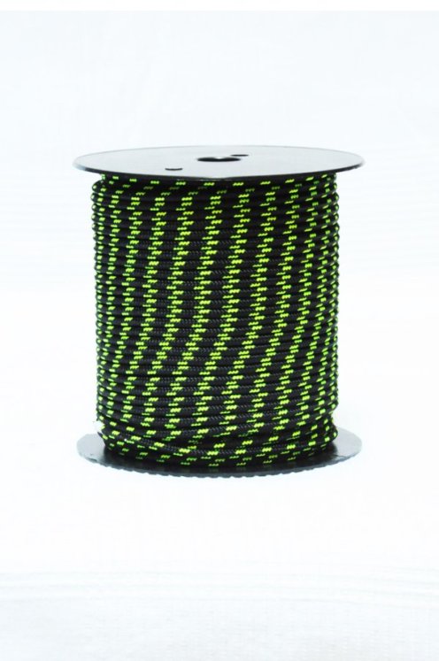 PES reinforced djembe drum rope 4 mm Black / Fluo yellow 100 m