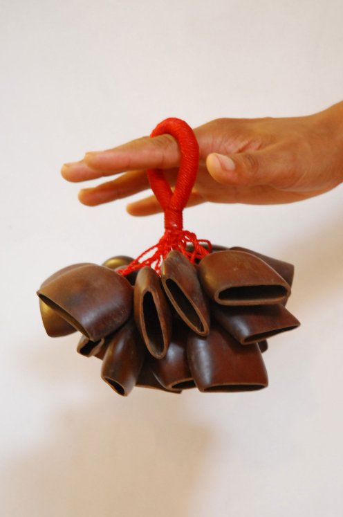 African rattle - Ghana juju rattle with cord handle