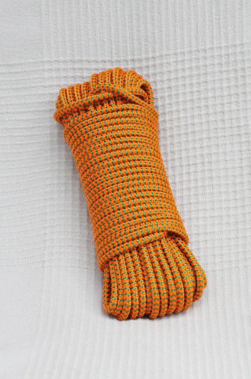 PES reinforced djembe drum rope 5 mm Zigzag Fluo orange / Green 20 m