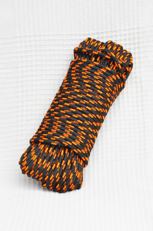 PES reinforced djembe drum rope 5 mm Black / Fluo orange 20 m