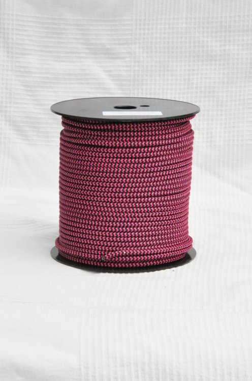 Ø5 mm djembe halyard (herringbones, raspberry / black, 100 m) - Rope for djembe drum