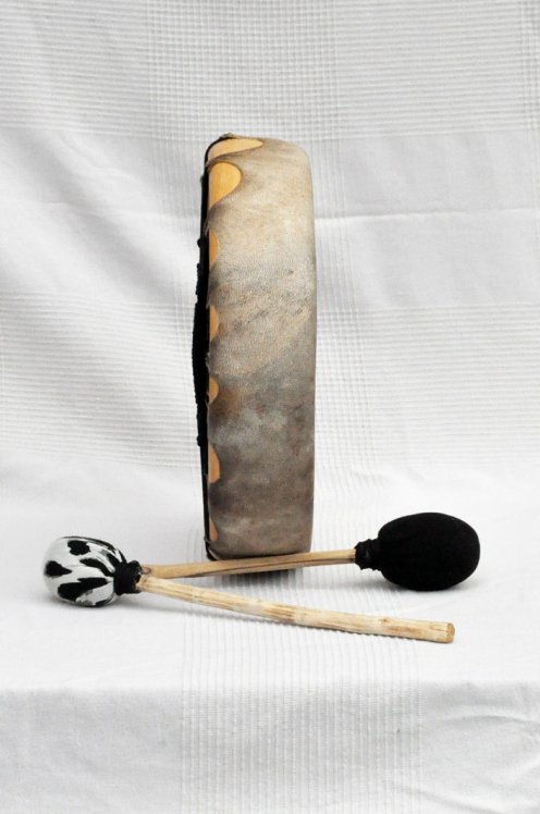 Shamanic ritual drum (shaman drum) with deer skin
