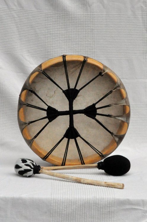 Shamanic ritual drum (shaman drum) with deer skin
