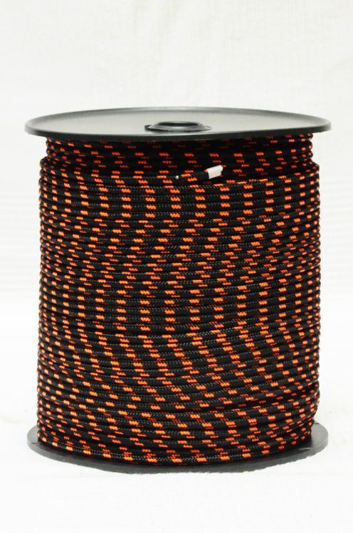 Djembe rope for sale - Ø5 mm black / fluo-orange black alpine rope 200 m spool for djembe and drum