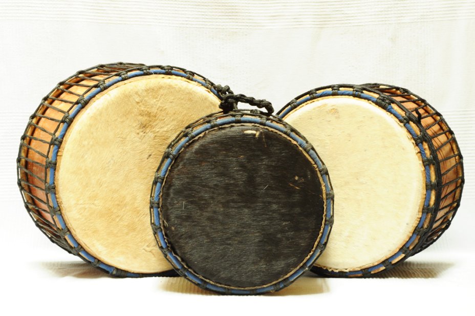 Set of three Ghana mini-dunduns: buy djundjuns (doum doums, doundouns, dununs) set